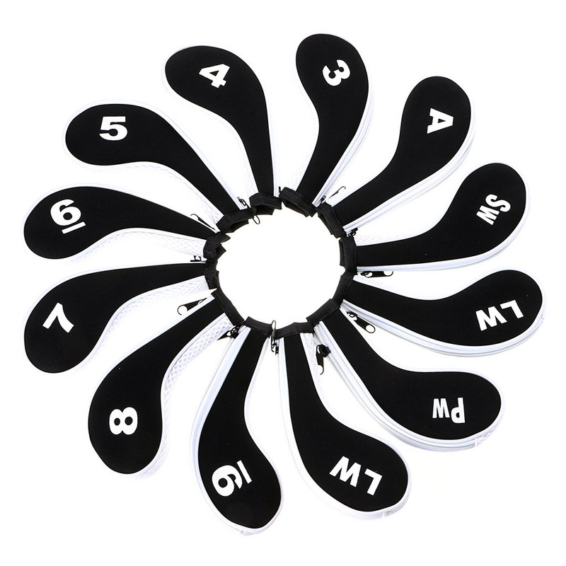Hipiwe Number Print Golf Club Irons Covers Neoprene Zippered Driver