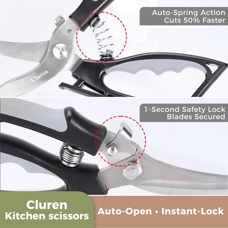 Cluren Kitchen Shears & Scissors Heavy Duty with Self-Standing Base