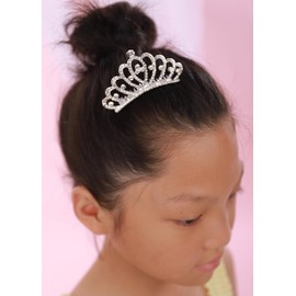 JWICOS Mini Crystal Hair Comb Silver Small Crystal Comb Headband Shiny Rhinestone Comb Headpiece for Girls Princess Birthday Party (Silver)