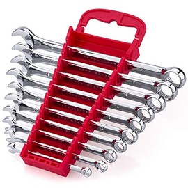 Max Torque Juego de llaves combinadas métricas de alta calidad, acero cromo vanadio, diseño de patrón largo, incluye tamaños métricos 6, 8, 10, 11, 12, 13, 14, 15, 17, 19 mm con organizador de estante