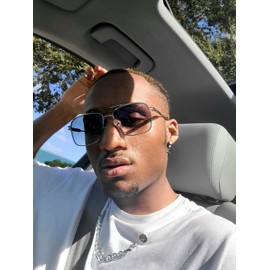 FEISEDY Retro Square Aviator Sunglasses for Men Women Vintage 70s Pilot Shades Classic Metal Frame B2845, Blue Yellow Lens Silver Metal Frame, 56mm