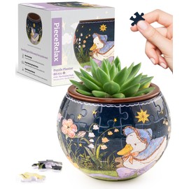 PieceRelax 3D Puzzle Planter 80 Pieces - The Dreamy Duck, Home Decor Flower Pots for Indoor Cactus, Succulents Pots [K1128]