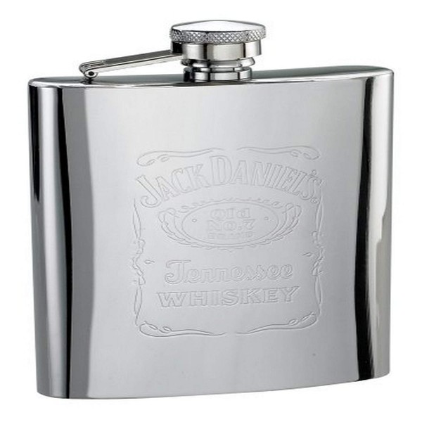 Jack Daniels Licensed Barware Label Flask, 7 oz, Silver