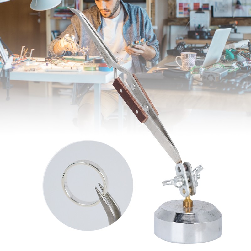 Third Hand Stand with Tweezer Jewelry Welding Straight Curved Tip