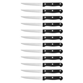 AURMOO Steak Messerset, 12 Stück Steakmesser, Scharfes Steakmesser Set, Steak Besteck Messerset aus Edelstahl, Steakbesteck, Spülmaschinengeeignet, Wellenschliff Steak Messer für Küchen.