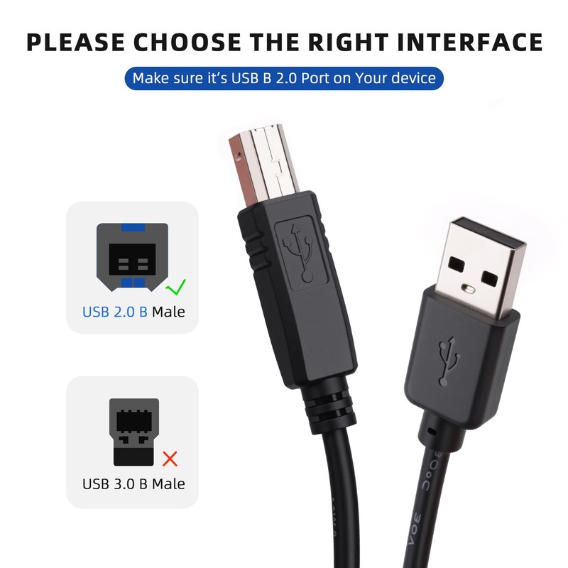 Mygatti Druckerkabel 1.5m/2 Stück,Typ A auf Typ B Drucker Kabel,USB