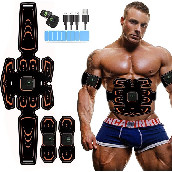 COODAY EMS Training Device, Abdominal Muscle Trainer, USB Rechargeable, LCD Display, Men Women, Portable Muscle Stimulator, 8 Modes & 19 Intensities, Abdominal Trainer Training Gear