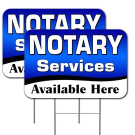 Vista Products NOTARY Services Available Here 2 Pack Double-Sided Yard Signs 16" x 24" with Metal Stakes (Made in the USA)