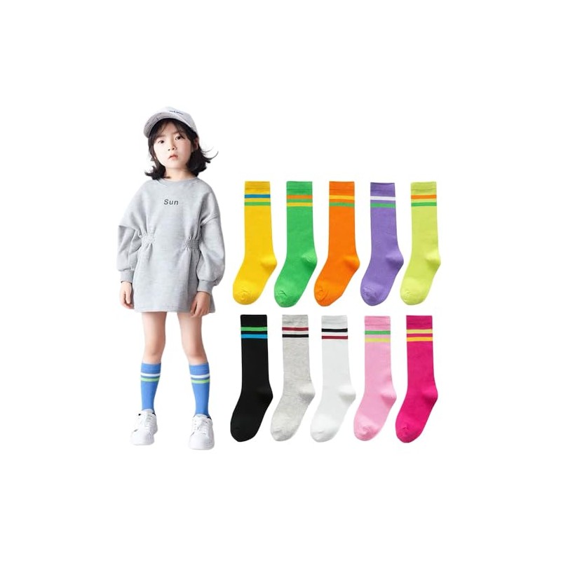 [ZGKULAEAOW] キッズ ハイソックス 靴下 子供 ボーダーソックス 女の子 男の子 3足セット ライン入り