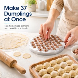 37-Hole Dumpling Maker for Homemade Pasta – Aluminum Ravioli Press Mold for Pelmeni, Meat Fillings & Pastry Prep