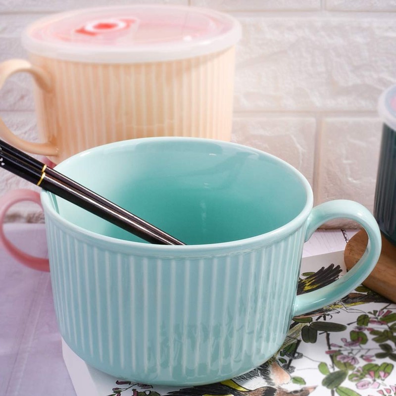 LMRLCS Soup Mug with Lid Noodle Bowl with Handle for