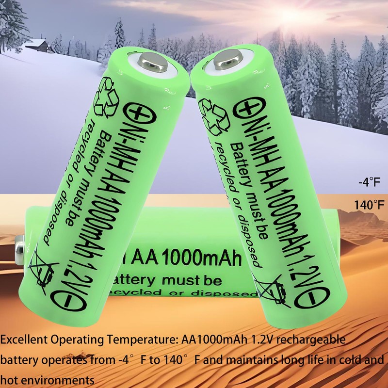 Yibatopow 4 Packs AA Ni-MH 1.2V Rechargeable Batteries,Double A 1000mah