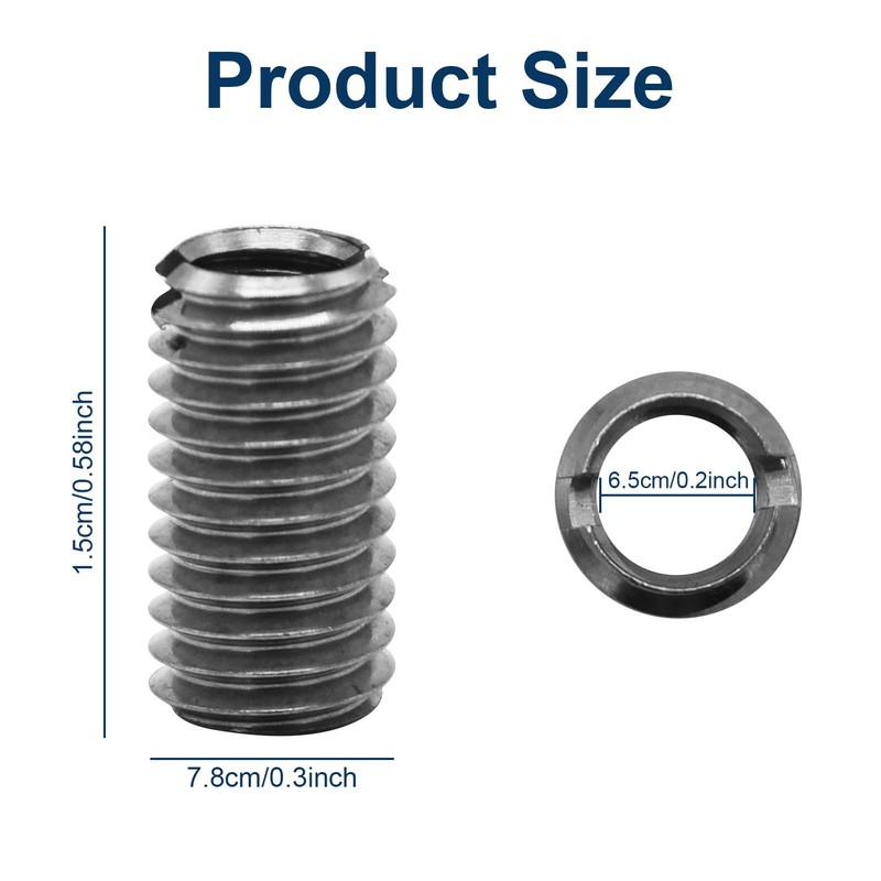 Pack of 20 Thread Inserts M8 to M6, Self-Tapping Thread