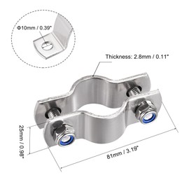 sourcing map Wall Mount Ceiling Mount Pipe Support, 304 Stainless Steel Pipe Bracket Clamp for 35mm Pipe
