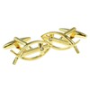 Gold Plated Christian Icthus with Crystal Detail Cufflinks (X2AJ171)