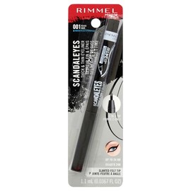 Rimmel London Scandaleyes - Delineador de ojos grueso y fino, impermeable, intensamente pigmentado, de larga duración, 002, negro, 0.04 onzas