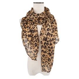 YOUR SMILE Ladies/Women's Lightweight Floral Print/Solid Color mixture Shawl Scarf For Spring Summer season (Leopard 1)