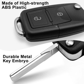 Hoembpn 2pcs compatible Volkswagen/Skoda/SEAT 2 Button Remote Key Case Replacement Kit, suitable for Golf MK4/MK5/MK6/Polo/Bora etc models, (without chip)