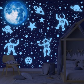 Glow in The Dark Stars Space Universe Wall Decals Glow in The Dark Wall Stickers for Kids Bedroom Living Romm Playroom Wall Decals Gifts