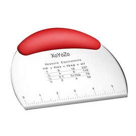 1 pcs Dough Pastry Scraper Chopper/Stainless Steel Dough Scraper Cutter with Ergonomic Rubber Non-Slip Grip/Dough Scraper Cutter/Pro Pastry Pizza Cutter Chopper (Red)