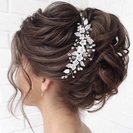 Gorais Flower Bride Wedding Hair Vine Silver Crystal Bridal Hedpiece Rhinestone Hair Accessories for Women and Girls