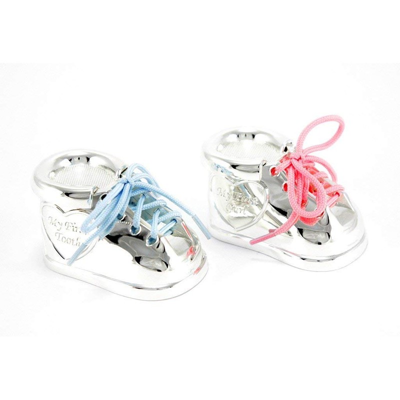 Baby's First Tooth Curl Box Silver Plated Shoe Trainers Boy