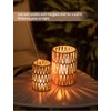 NUPTIO Rattan Boho Hurricane Lanterns: Set of 2 Pillar Candle