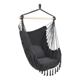 Unbranded Hammock Chair Swing Hanging Rope Net Chair Porch Patio with 2 Cushions Gray USA