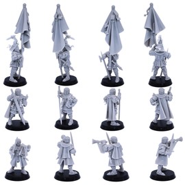 Medieval Knights Swordsmen on Foot Core Unit, Highlands Miniatures Historical Role Playing Tabletop RPG Games Fantasy Figures Wargames Figurines TTRPG NPC Wargaming