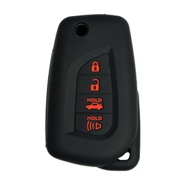 Key Fob Cover Camry Corolla: 4 Buttons Flip Remote Case Protector Silicone Fit for Toyota Corolla Cross Hybrid Camry 2018 2019 2020 2021 2022 2023 2024 GQ473T 8907006790 HYQ12BFB Black