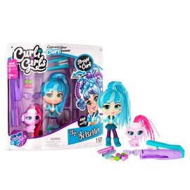 Basic Fun CurliGirls Adeli, The Jetsetter & Fiji, her Dog - Deluxe Hairstyling Doll with MagiCurl Hair - Style Again and Again - Ages 3+