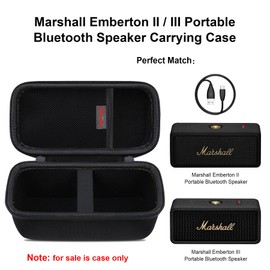Elonbo Carrying Case ​for Marshall Emberton II/III Portable Bluetooth Speaker, Marshall Emberton Speaker Hard Travel Bag Storage Holder, Mesh Pocket Fits Charger, Black