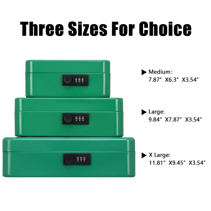 KYODOLED Cash Box with Combination Lock,Safe Metal Box for Money,Storage