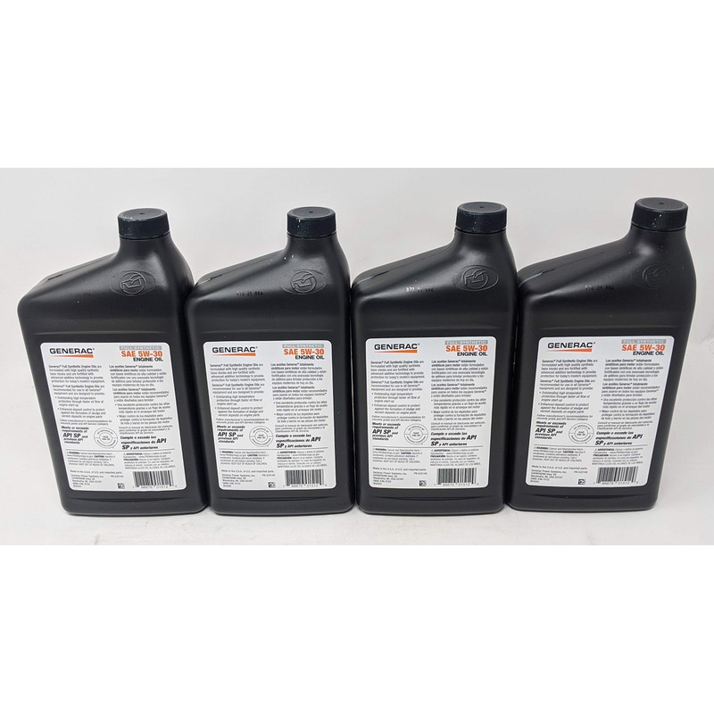 Generac 4-Quarts Full Synthetic Motor Oil 5W-30 SN Part 0J5140