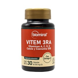 Biomiral VITEM 3RA - Suplementos Alimenticios - Multivitamnico Omega 3, Vitaminas A, C, D, E y Coenzima Q10-30 Cpsulas 545 mg cu - Omega 3 - Libre de 
