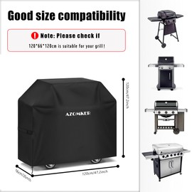 AZOMKER Weatherproof Grill Cover, Gas Grill Cover, Weatherproof, Grill Cover, Grill Covers (120 x 66 x 120 cm / 47.2 x 26 x 47.2 inches)