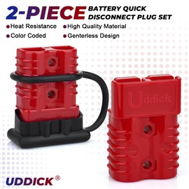 Uddick 2PCS 175A Battery Quick Connector with Dust Cover and Handle,Battery Quick Disconnect Wire Harness Plug Kit for Car Forklift Motor Winch Trailer（1/0AWG 2Handle