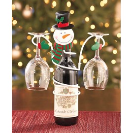 Holiday Snowman Wine Bottle & Glass Holder by LTD