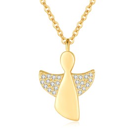 Jrêveinfini Guardian Angel Necklace Women Girls 925 Silver with Pendant Communion Gift Jewellery Christening for Girls Women Adjustable 40 + 5 cm, Sterling Silver Cubic Zirconia, Cubic Zirconia