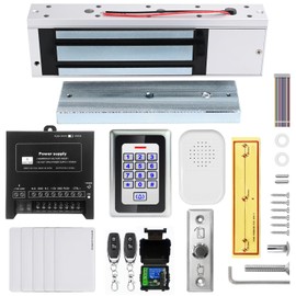 Access Control System 1200lb Electric Magnetic Door Lock Kit: RFID Keypad, Remotes, Exit Button, Close to Entry Keypad & ID Card with 110-240VAC to 12VDC Power Supply (500Kg / 1200LB Kits)
