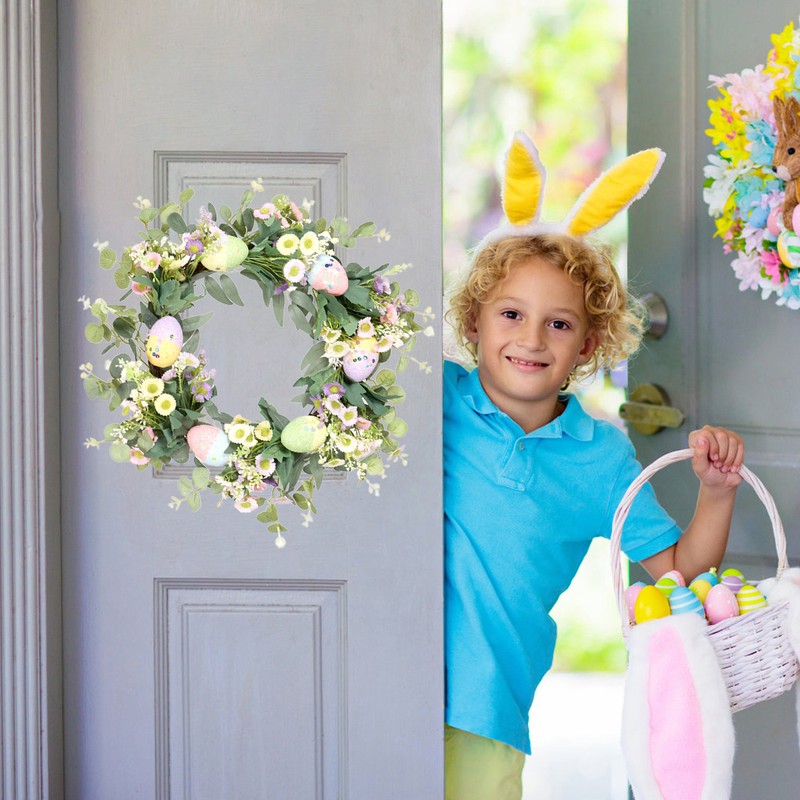 Easter Wreath Easter Eggs Daisy Garland Simulation Plants Door Hanger