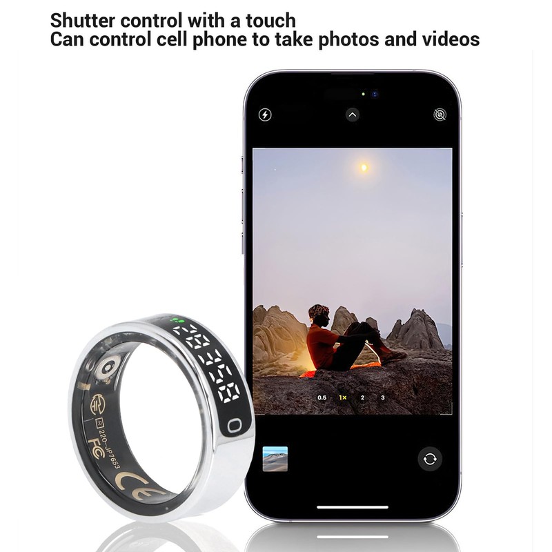 Zopsc Smart Ring Fitness Tracker with Display Screen Gesture Control