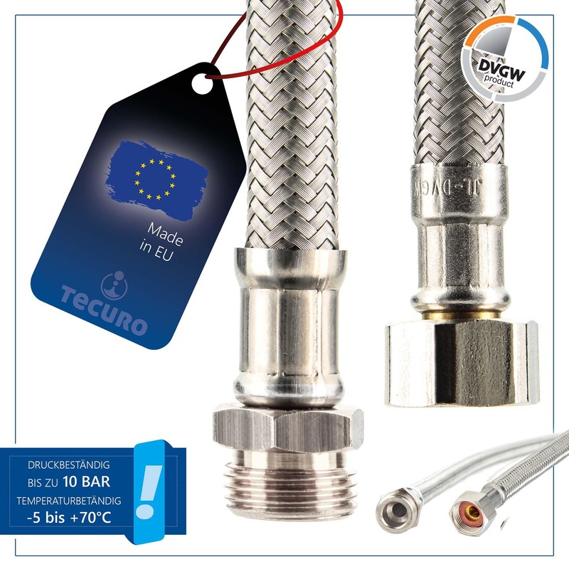 Tecuro DN 8 Connection Hose IG x AG for Sanitary