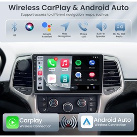 Car Radio for Jeep Grand Cherokee 2008-2013 [4G+32G] 5G Wi-Fi IPS Touchscreen, Stereo with Wireless Carplay/Android Auto/WiFi/GPS/SWC/Mirror Link/36 EQ Split-Screen Modes Backup Camera