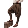 KUOIN Medieval Renaissance Ankle Banded Pants for Men Linen Pirate