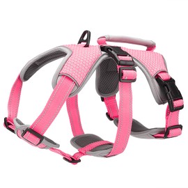BELPRO Multi-Use Support Dog Harness, Escape Proof No Pull Reflective Adjustable Vest with Durable Handle, Dog Walking Harness for Big/Active Dogs (Pink, L)