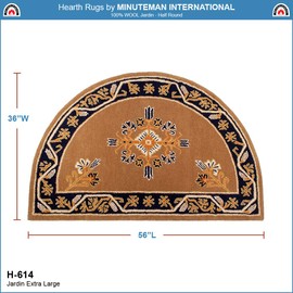 Minuteman International Cocoa Jardin Wool Hearth Rug, Half Round