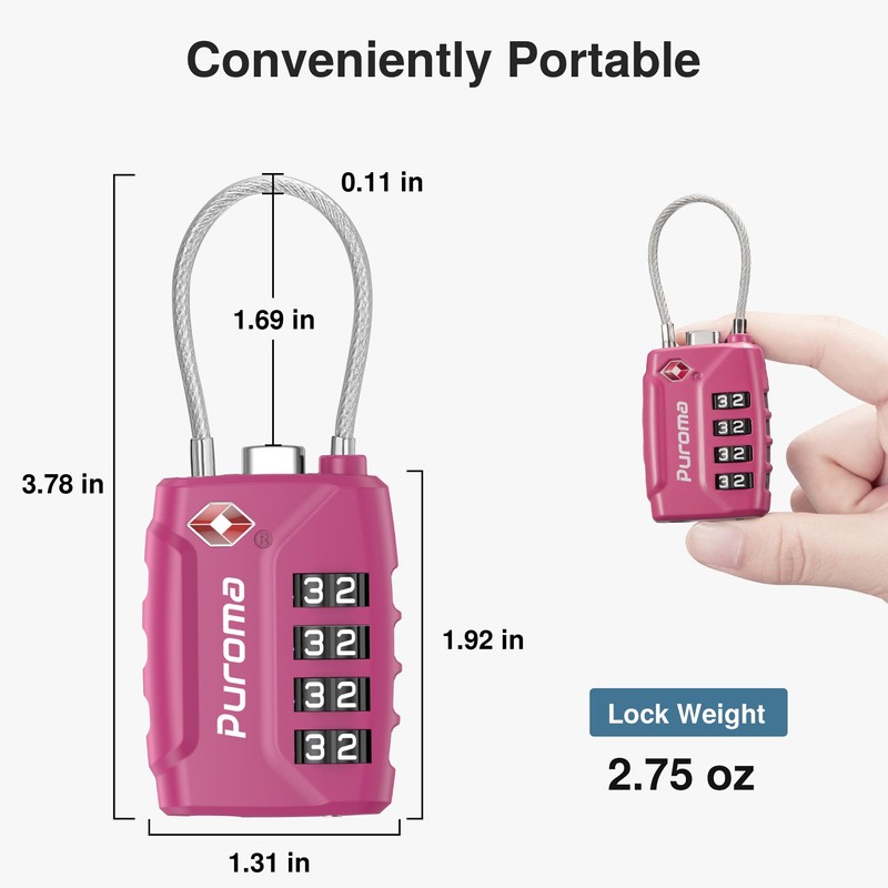 Puroma 2 Pack TSA Approved Luggage Locks, 4 Digit Combination