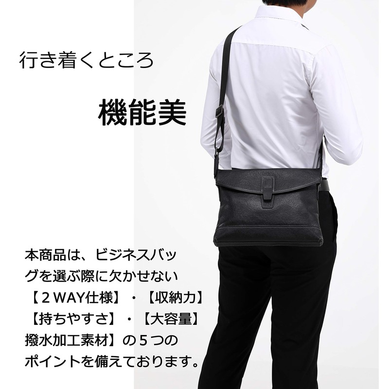 FSD.WG Men's Shoulder Bag, Messenger Bag, Genuine Leather, black a