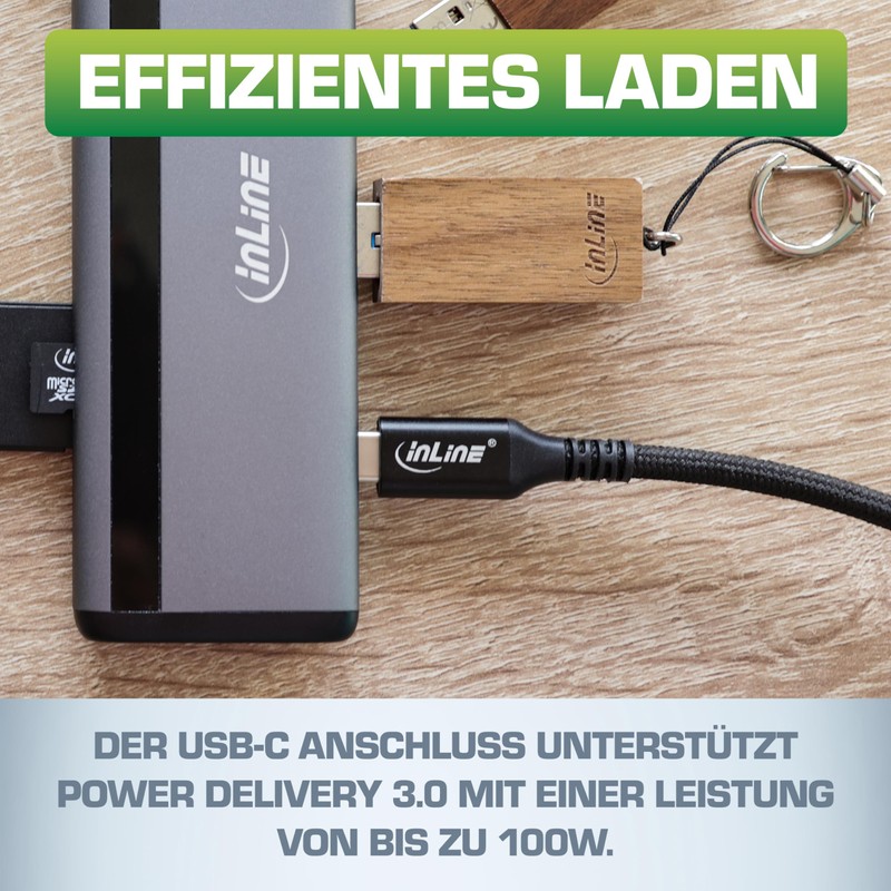 InLine 8-in-1 USB-C Multihub, Docking Station, 8K HDMI & DisplayPort,